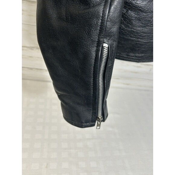 Vtg. WILSONS BLACK LEATHER Motorcycle Jacket SMALL MEN Large Women PUNK Rock 80s - Picture 5 of 16